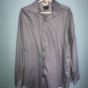 Kenneth Cole Silver/ Grey Regular Fit Dress Shirt